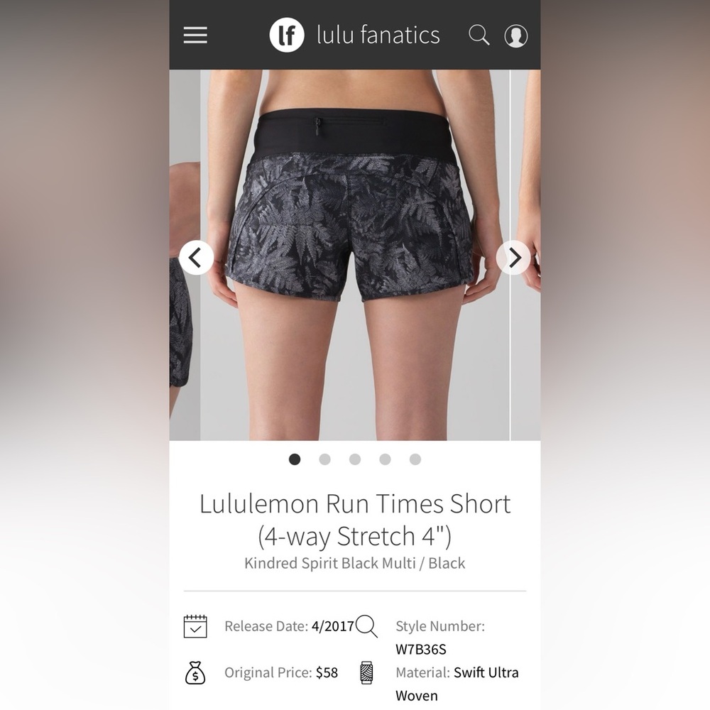 lululemon athletica Black Leaf Pattern Women's Shorts